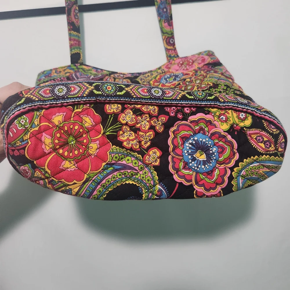 Vera Bradley Symphony in Hue Multi-Color Paisley Quilted Shoulder Hipster Bag.